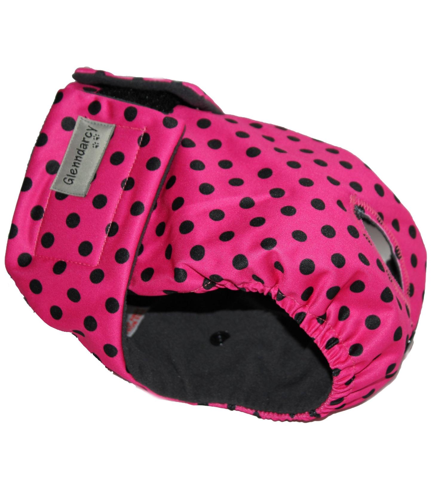 Glenndarcy Female Dog Diapers - Waterproof XL Pants with 2 Washable Pads | Pink Black Dots - International Shipping Available - Buy Online on SooperMarket.com