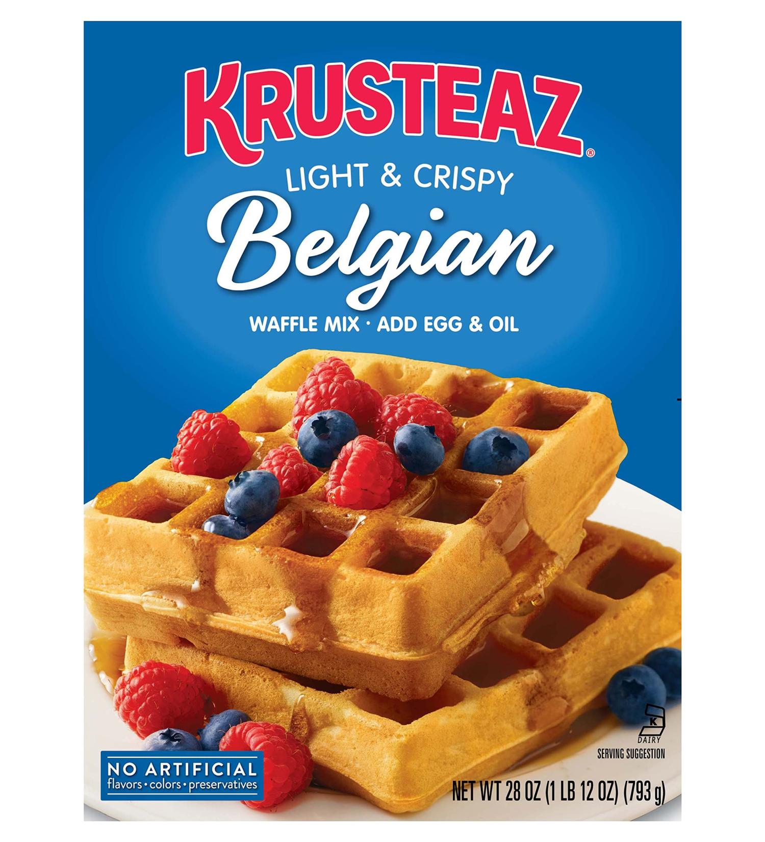 Krusteaz Light & Crispy Belgian Waffle Mix - No Artificial Flavors  Colors  or Preservatives  28 OZ. (Pack of 3) Belgian-Waffle 28 Ounce (Pack of 3) - Buy Online on SooperMarket.com