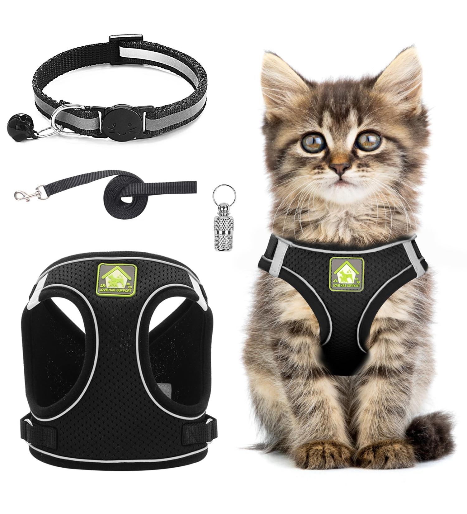 Adjustable Cat Dishes Set - Breathable Mesh & Soft Lining for Cats Kittens Dogs & Puppies (XS Black) - Ideal for International Shipping - Buy Online on SooperMarket.com