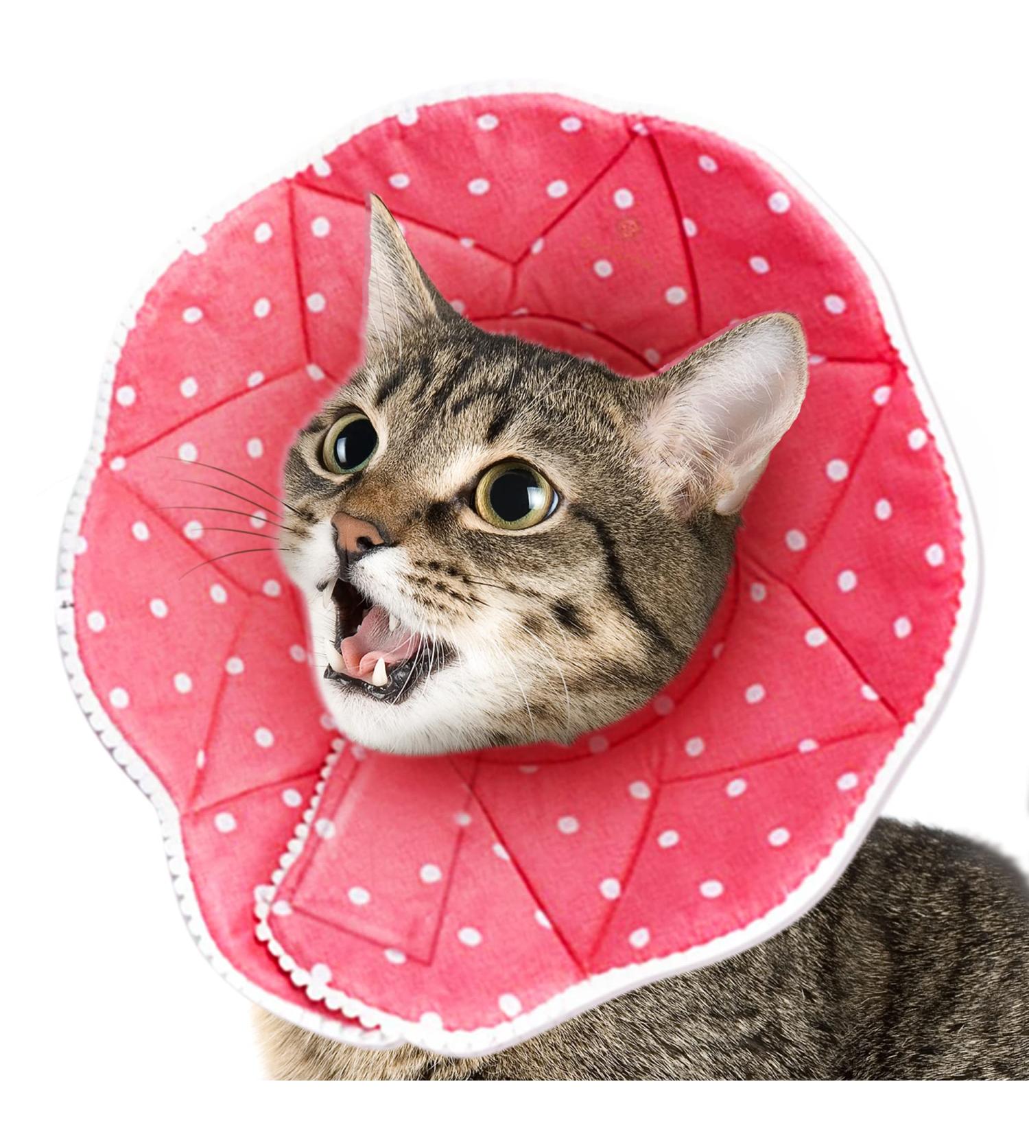 SunGrow Cat Cone Collar 9-10.5 Neck Size Pink - Soft E-Collar for Recovery & Stress Relief - Adjustable Strap Enclosures - Buy Online on SooperMarket.com