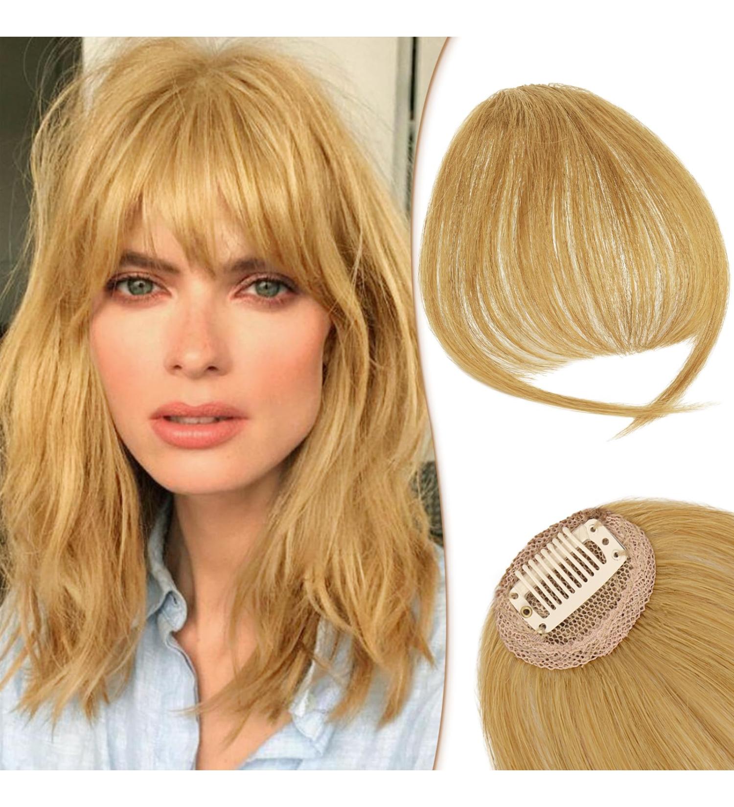 RUWISS Ash Blonde Clip in Human Hair Fringe Extensions - Wispy Bangs for Women - Daily Wear Hairpieces - Buy Online on SooperMarket.com