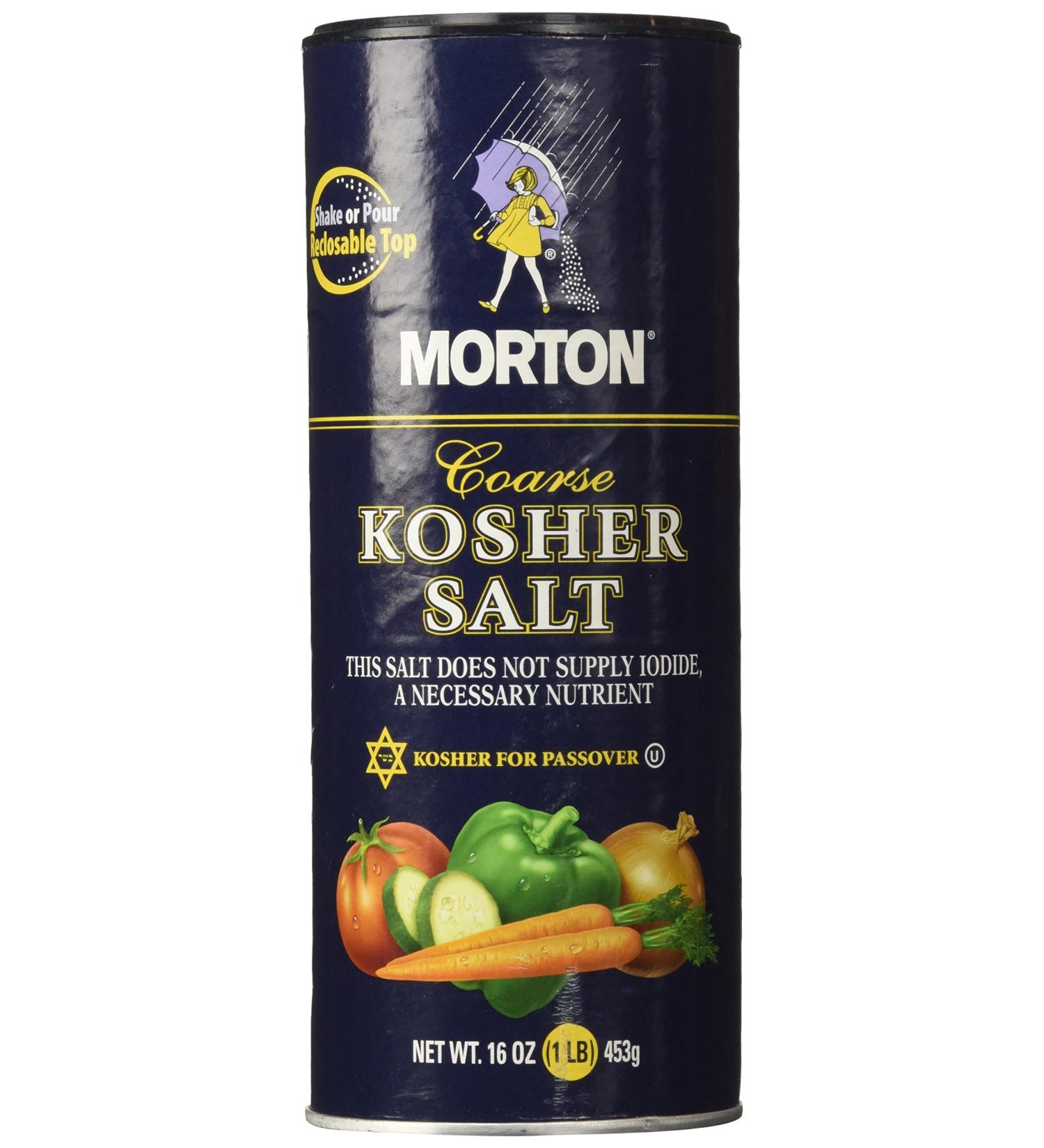 Morton Coarse Kosher Salt 16 oz - Pure & Natural Sea Salt for Cooking - Buy Online on SooperMarket.com