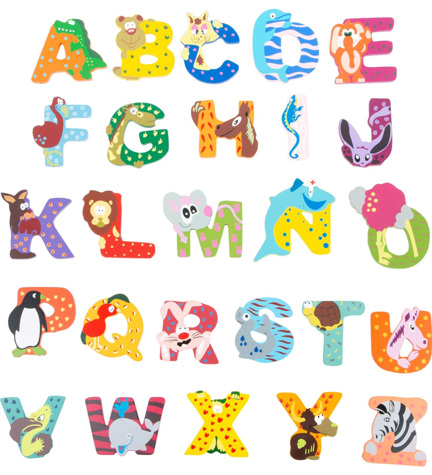 Indigos UG - Wooden Letter A - 27 Animal Motif Wooden Letters for Kids - Perfect for Children and Babies - International Shipping Available - Buy Online on SooperMarket.com
