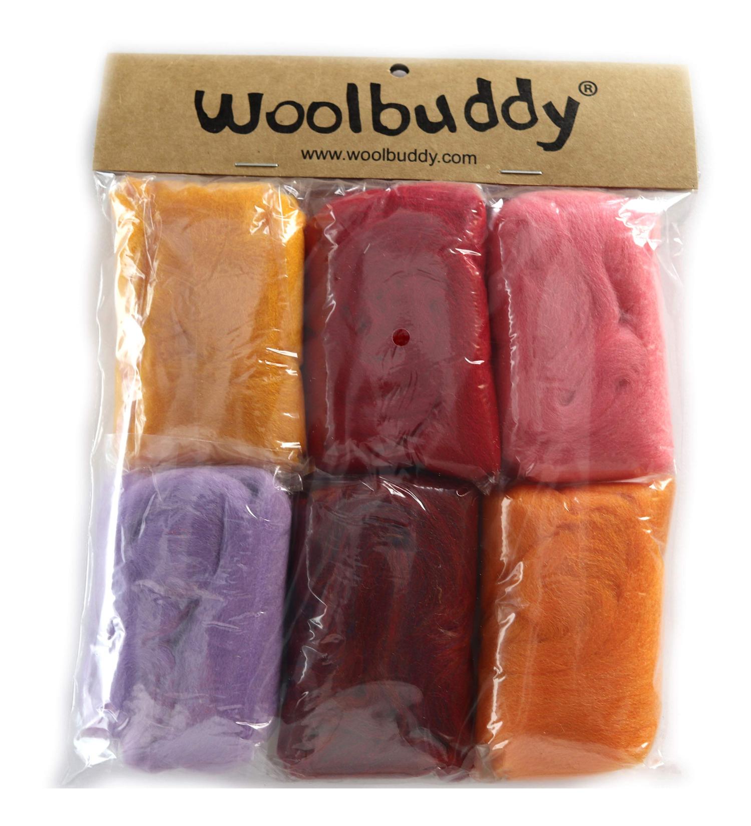 Woolbuddy Needle Felting Wool Roving - 6 Vibrant Colors - Handmade Natural Wool with Instructions - Summer Wool Bag - Buy Online on SooperMarket.com