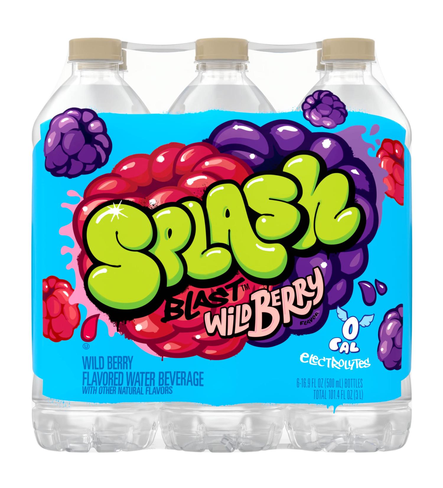 Wild Berry Splash Blast Water - Zero Sugar, Electrolytes - 16.9oz, 6 Pack - Buy Online on SooperMarket.com