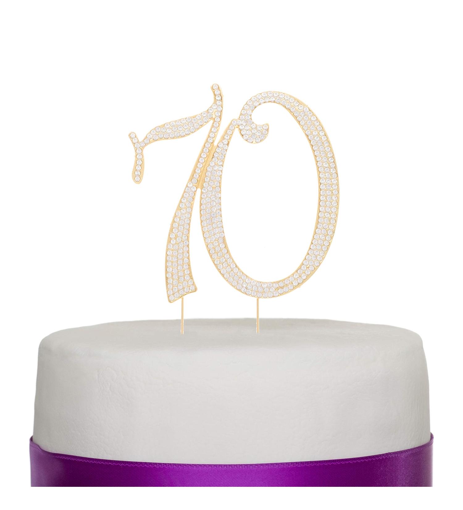 70 Cake Topper for 70th Birthday or Anniversary Gold Crystal Rhinestone Decoration (Gold) - Buy Online on SooperMarket.com