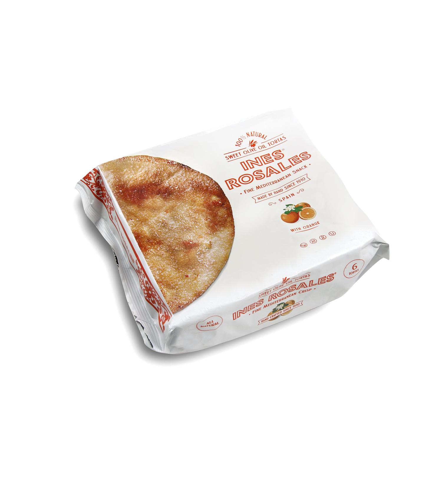 Ines Rosales Seville Orange Sweet Olive Oil Tortas - 6.34 Oz (180g) - Pack of 6 Fine Mediterranean Crisps - Buy Online on SooperMarket.com