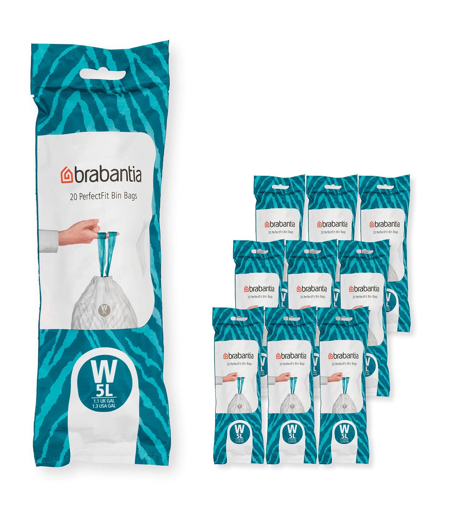 Brabantia Perfectfit Multipack Garbage Bags - Extra Strong 200 Count Easy-to-Use Train Tape White - Buy Online on SooperMarket.com