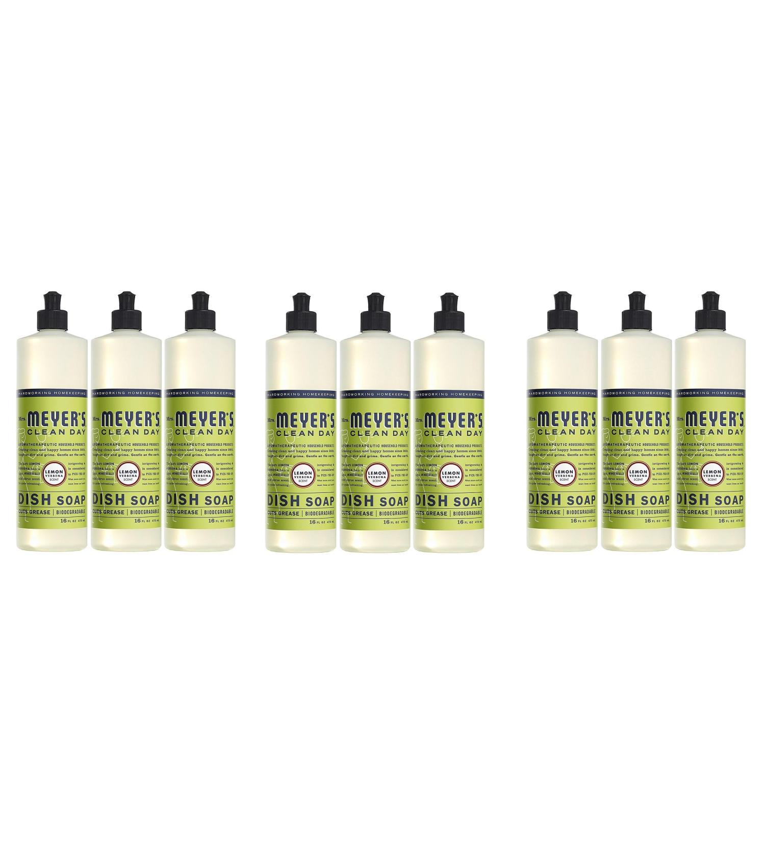 MRS MEYERS Liquid Dish Soap Lemon Verbena 16 Fluid Ounce CSHQGf Pack of 9