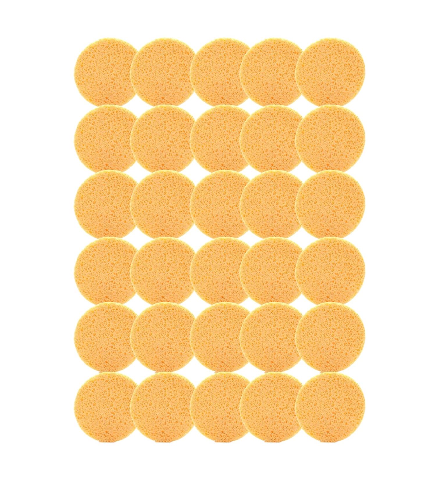 bephible Brightening Face Pads Turmeric Cleanser 30pcs Kojic Acid Sponge Kit for Gentle Pore Cleansing Exfoliation Makeup Removal Reusable Round Absorbent 30PCS - Buy Online on SooperMarket.com