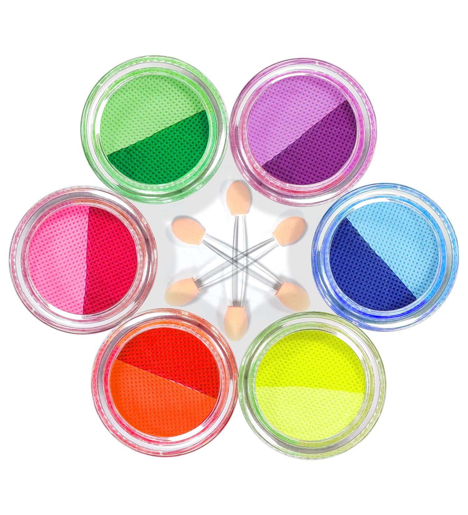 GLAHORSE UV Glow Blacklight Eyeliner - 12 Bright Colors, Water Activated, Body/Face Makeup for Halloween & Club Art with 3 Free Sticks - Buy Online on SooperMarket.com