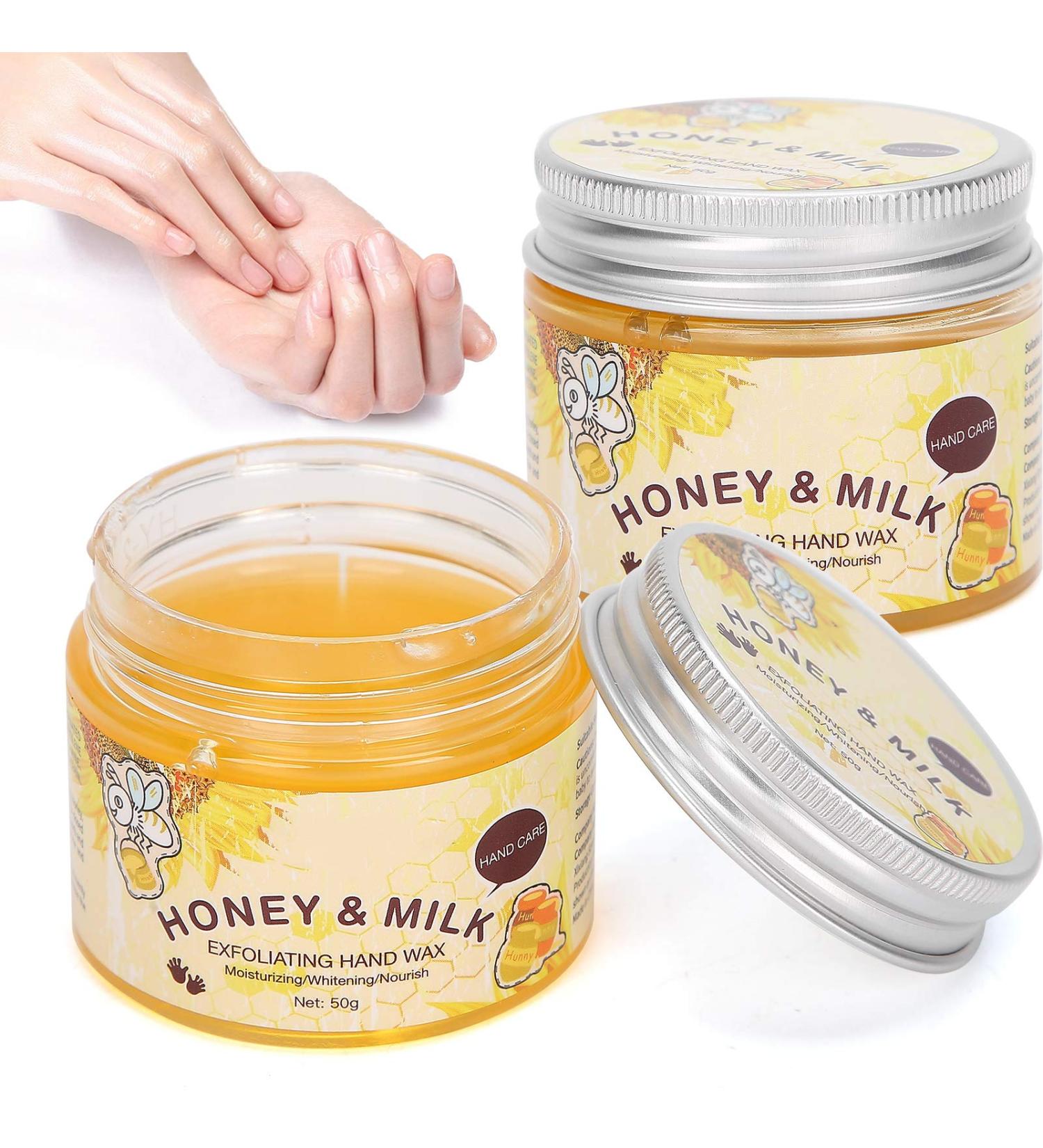 2pcs 50g Hand Wax Mask - Moisturizing Whitening & Nourishing Peeling Wax | Honey Milk Formula for Soft Hands - Buy Online on SooperMarket.com