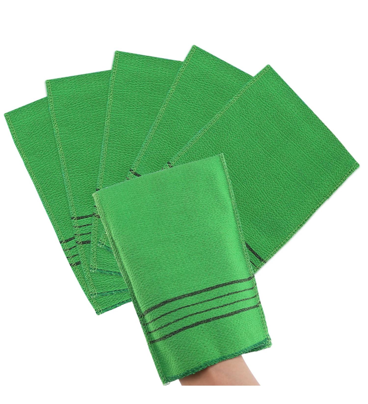 Gjinxi 5-Piece Korean Peeling Gloves - Exfoliating Medium Green Gloves for Deep Clean and Dead Skin Removal - Buy Online on SooperMarket.com