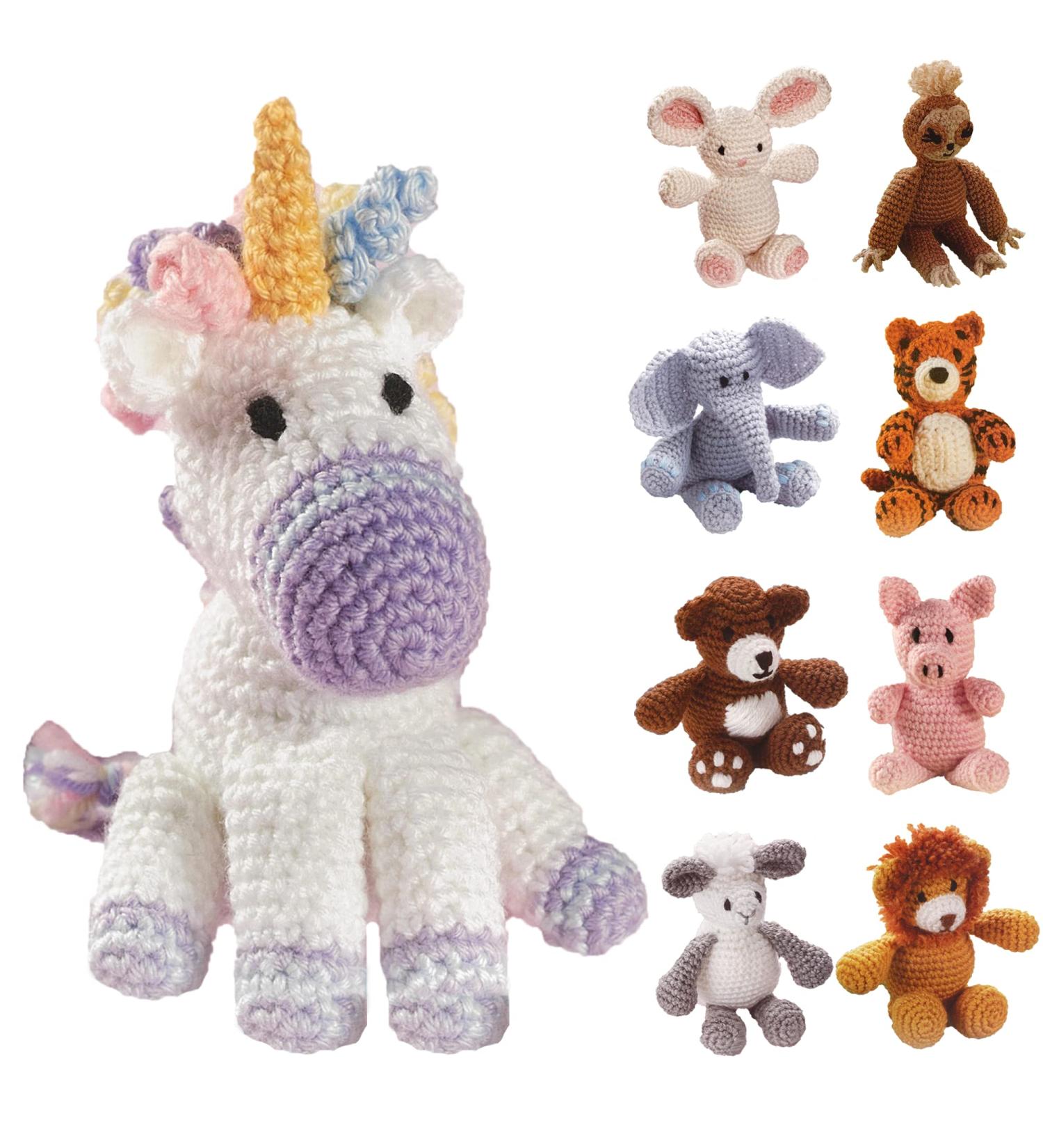 LEISURE ARTS Little Crochet Friend Animals Crochet Kit - Easy Animal Crochet for Kids & Adults - Includes Yarn & Instructions - 8 Amigurumi Unicorn - Buy Online on SooperMarket.com