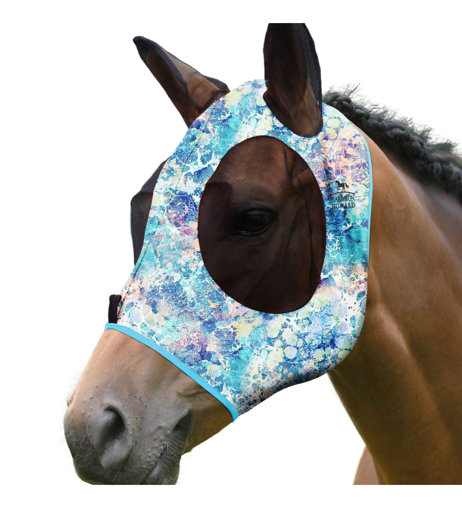 Harrison Howard Super Comfort Stretchy Fly Mask - Large Eye Space UV Protection Breathable - Medium Green Water Color (M) - Buy Online on SooperMarket.com