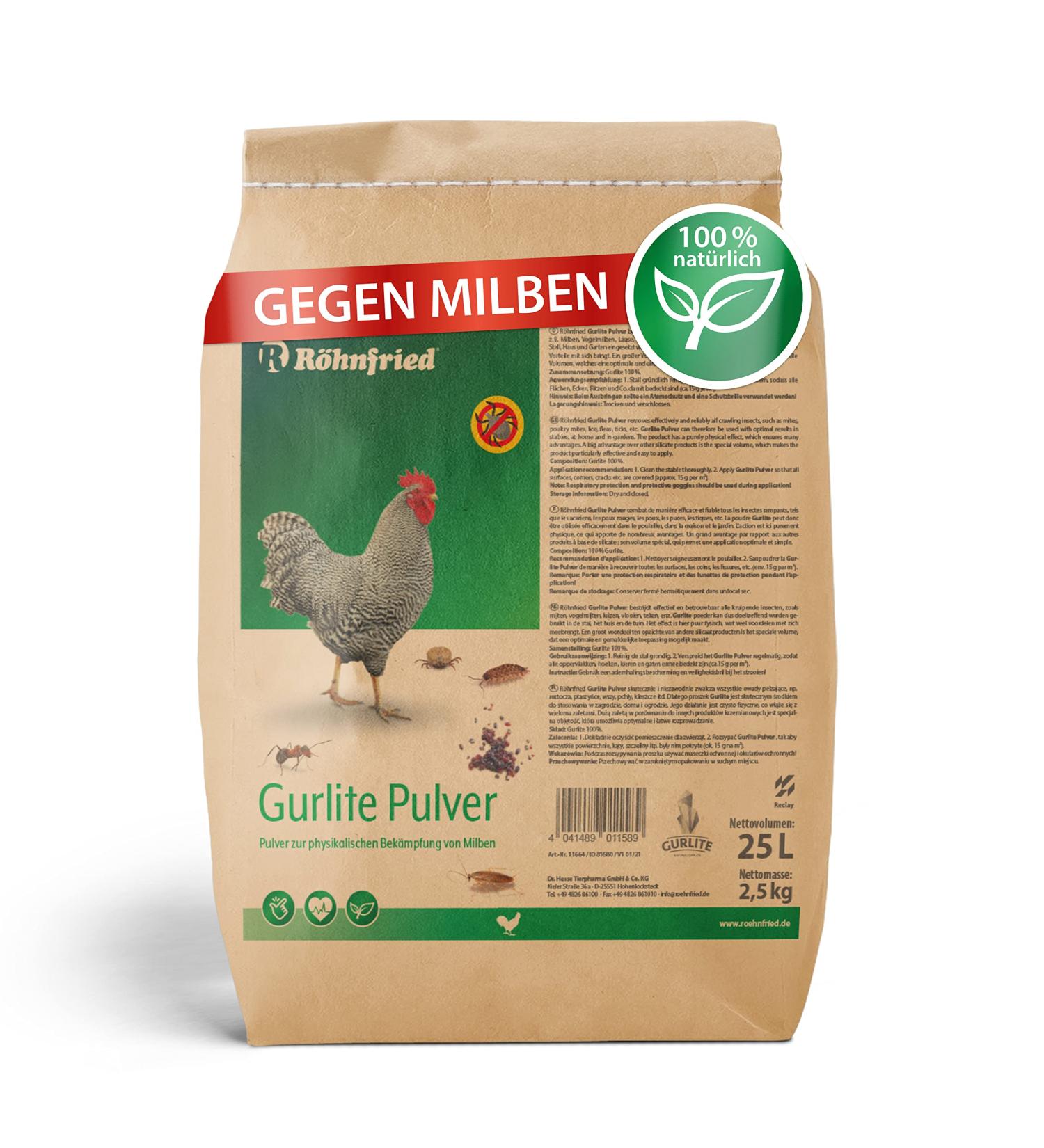 R hnfried Gurlite Powder - 25L Natural Mite & Parasite Control for Chickens Quail & Poultry - Effective Protection Against Red Mites Lice Fleas & Ticks - Buy Online on SooperMarket.com