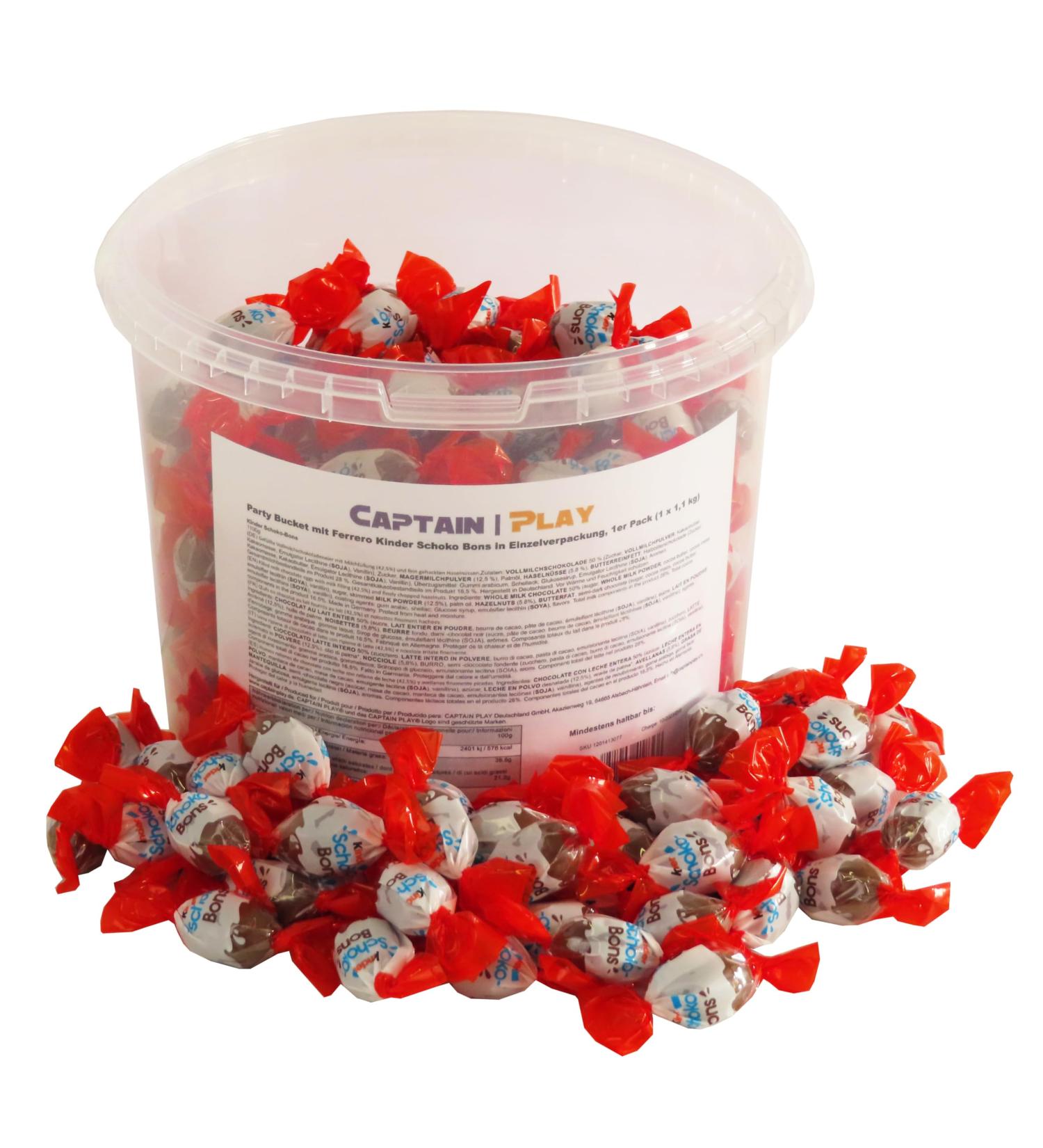 Delicious Party Bucket with Ferrero Kinder Chocolate Bons - 1.1 kg | Individually Packed Treats for Celebrations - Buy Online on SooperMarket.com