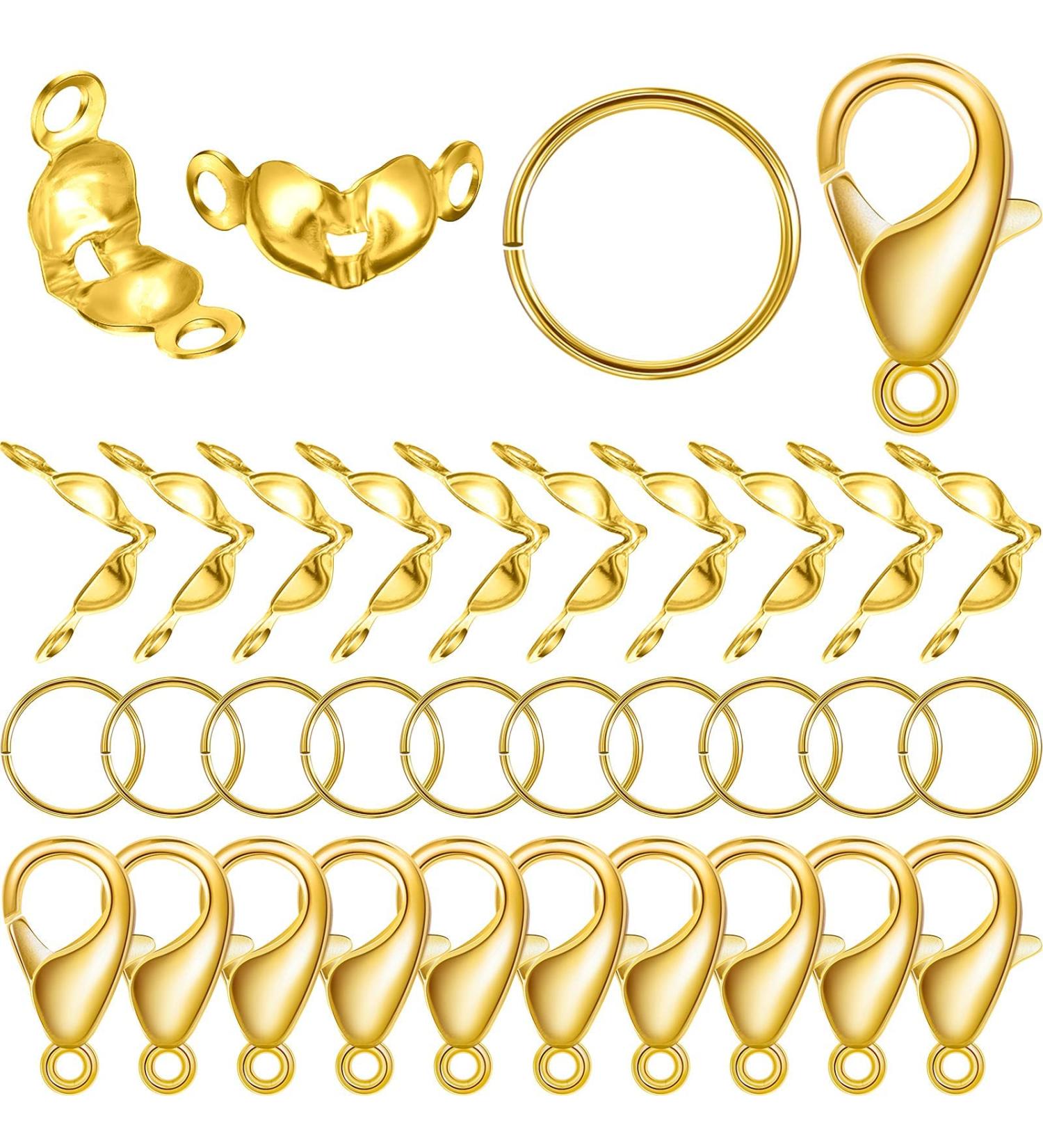 450-Piece Jewelry Making Kit - Bead Tips, Jump Rings, Lobster Clasps for DIY Crafts (Gold) - Buy Online on SooperMarket.com