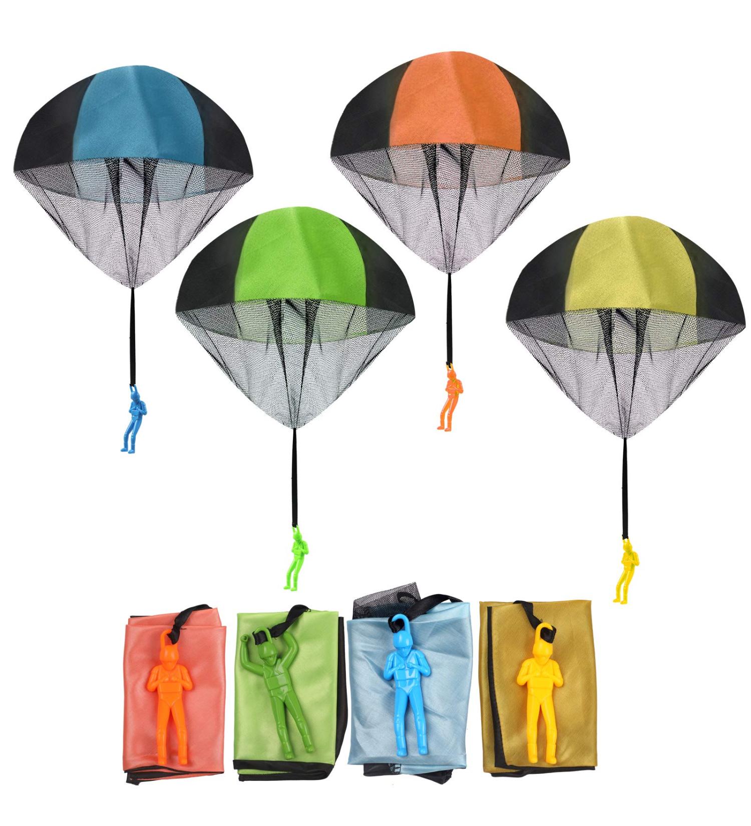 Parachute Toy for Kids - 4 Pack Hand-Throw Parachutists | Outdoor Flight Games & Gifts - Buy Online on SooperMarket.com