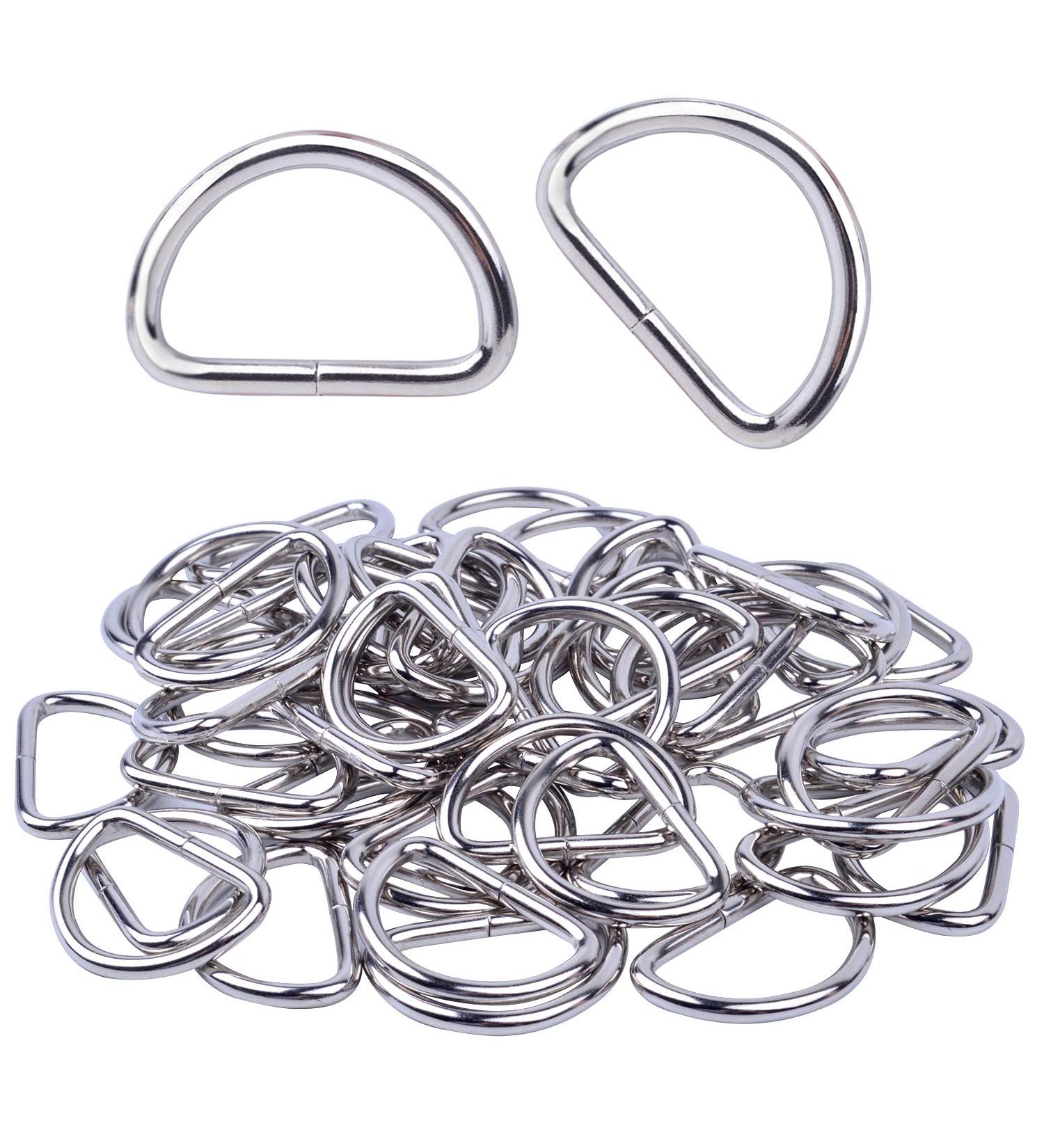 BronaGrand 1 Inch Metal Nickel Plated D Ring - Pack of 50, Silver - Buy Online on SooperMarket.com