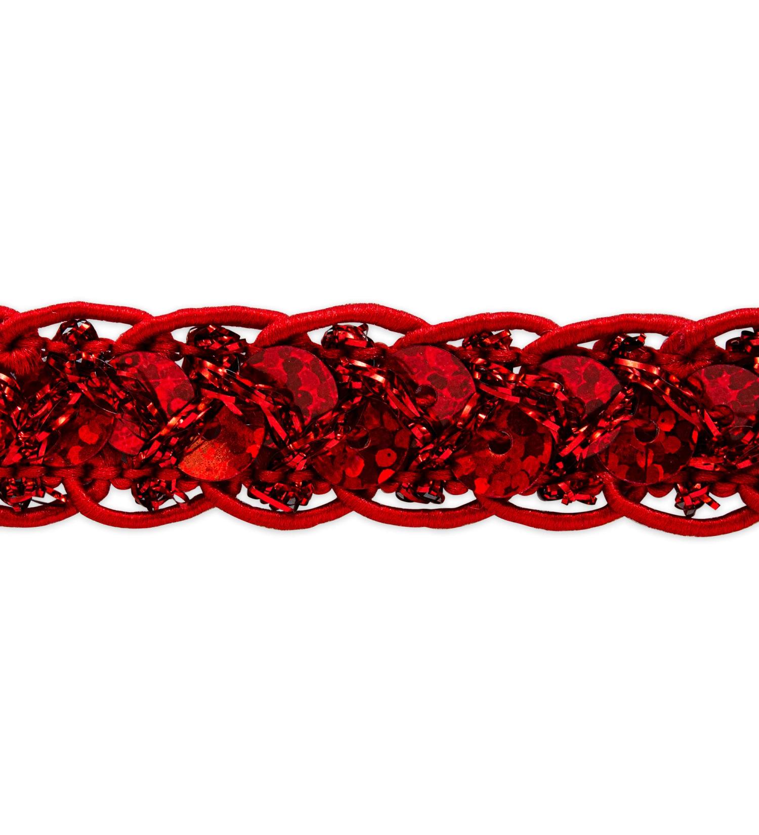 Red Sequin Trim by the Yard - Thea Cord Braid | 10 Yards - Buy Online on SooperMarket.com