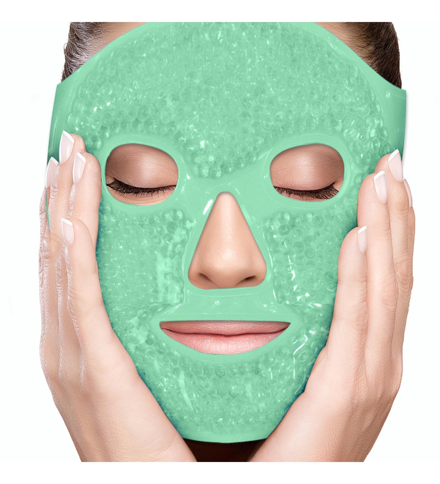 Perfecore Facial Mask for Puffy Eyes & Migraine Relief - Hot Cold Compress Pack for Sinus, Headaches, Spa Therapy - Gel Beads Mask for Sleeping, Travel - Green - Buy Online on SooperMarket.com