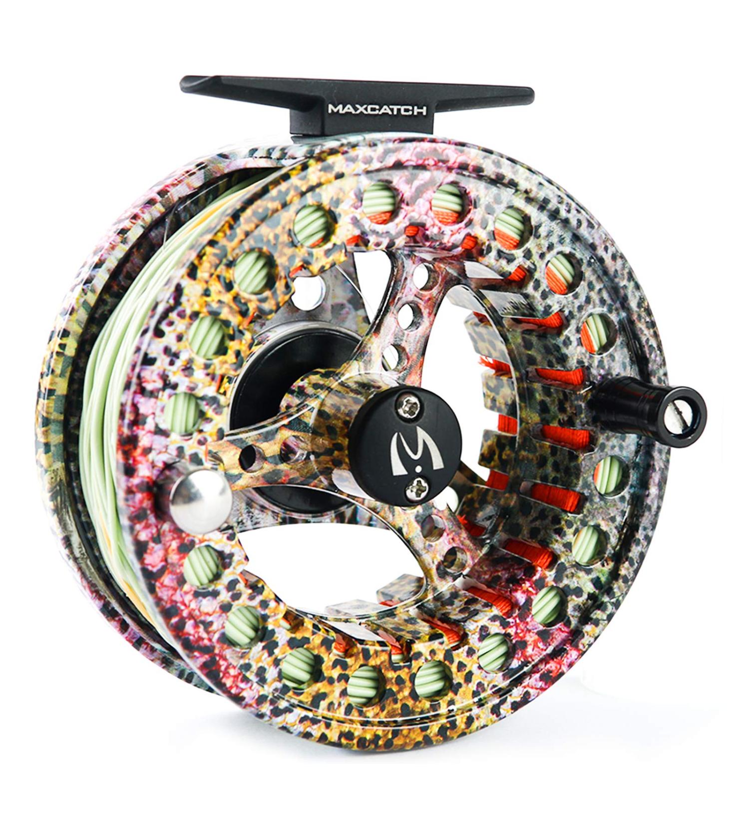 M MAXIMUMCATCH ECO Large Arbor Fly Fishing Reel Combo - Rainbow Trout Reel Loaded with Moss Green Line 3/4wt - Buy Online on SooperMarket.com