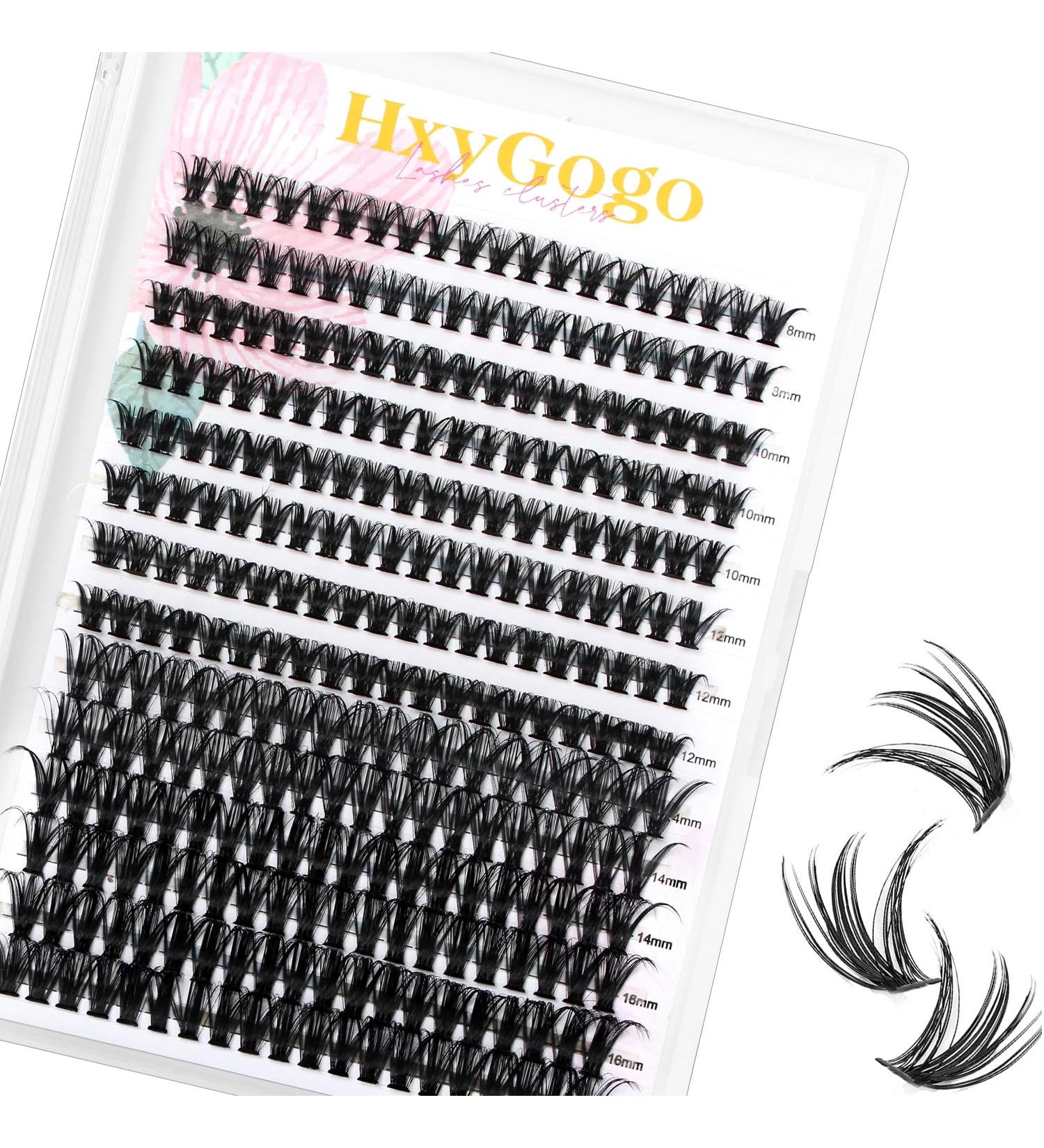HxyGogo Wispy Cluster Lash Extensions 280Pcs - DIY Individual D Curl Lashes for Natural Fluffy Look 8-16MM - Reusable and Easy to Apply at Home - Buy Online on SooperMarket.com