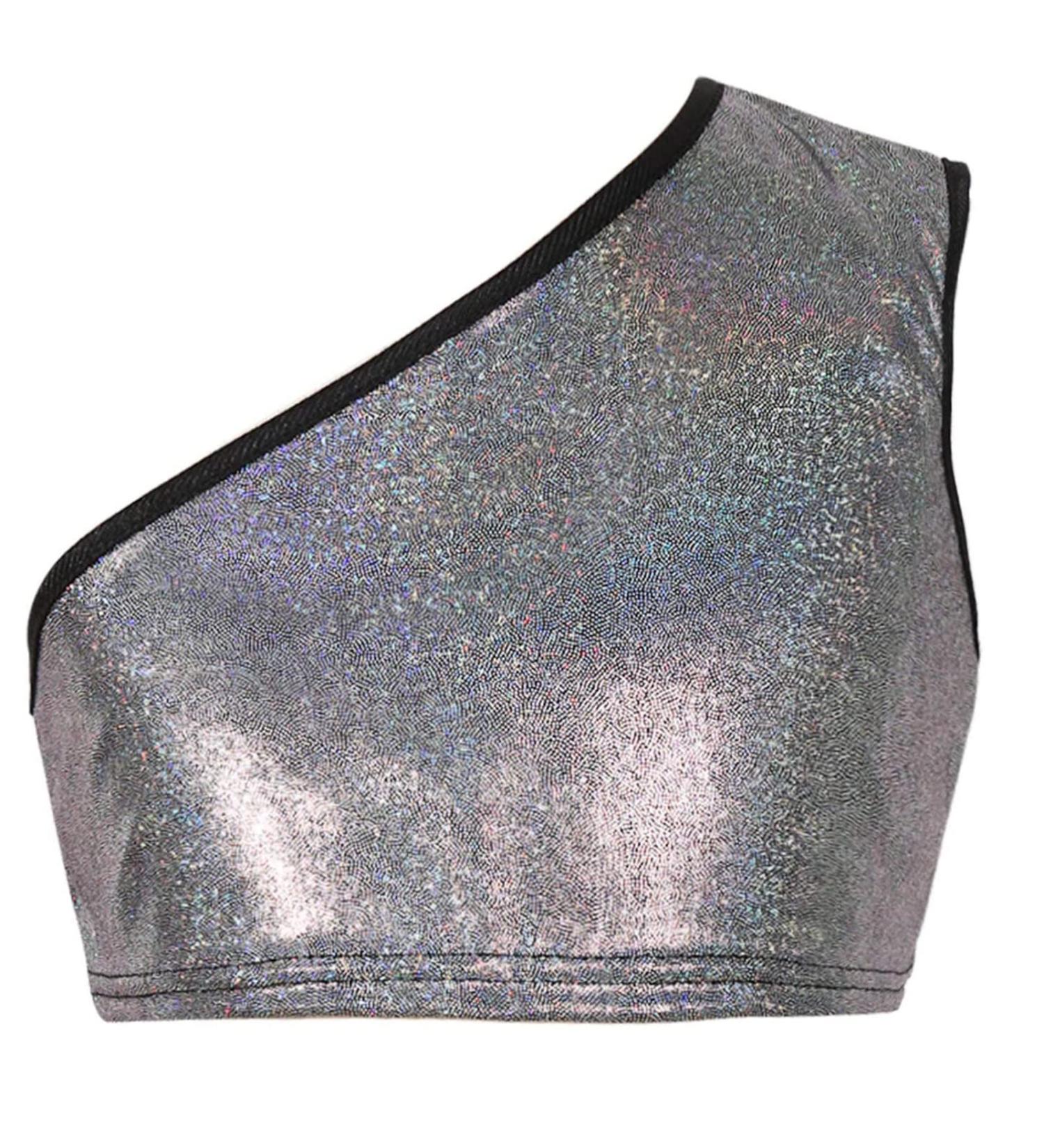 KKmeter Kids Girls One-Shoulder Sequins Dance Crop Top Performance Tank Vest 9-10 Black - Buy Online on SooperMarket.com