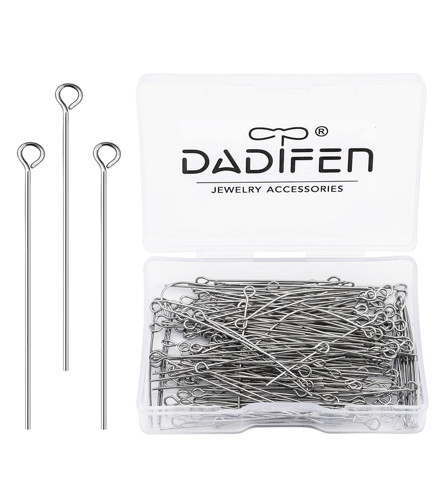 DADIFEN 304 Stainless Steel Eye Pins 40mm 200pcs/Box - DIY Jewelry Making Supplies for Earrings, Necklaces, and Bracelets - Buy Online on SooperMarket.com
