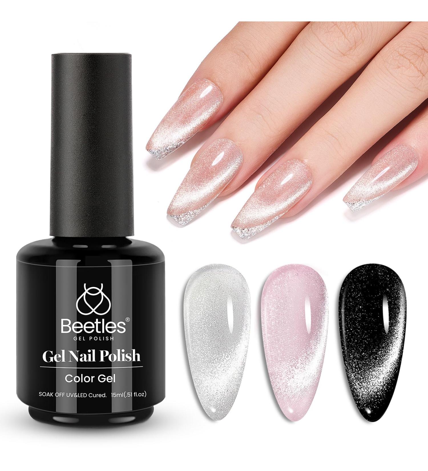 Beetles Cat Eye Gel Nail Polish 15ml Gel Polish Soak Off UV LED Nail Lamp 1 Color Silver Shimmer Velvet Gel Nail Polish Nail Art Manicure Salon DIY Gift for Girls-CL823-RE 15ml Silver Cat Eye Gel - Buy Online on SooperMarket.com
