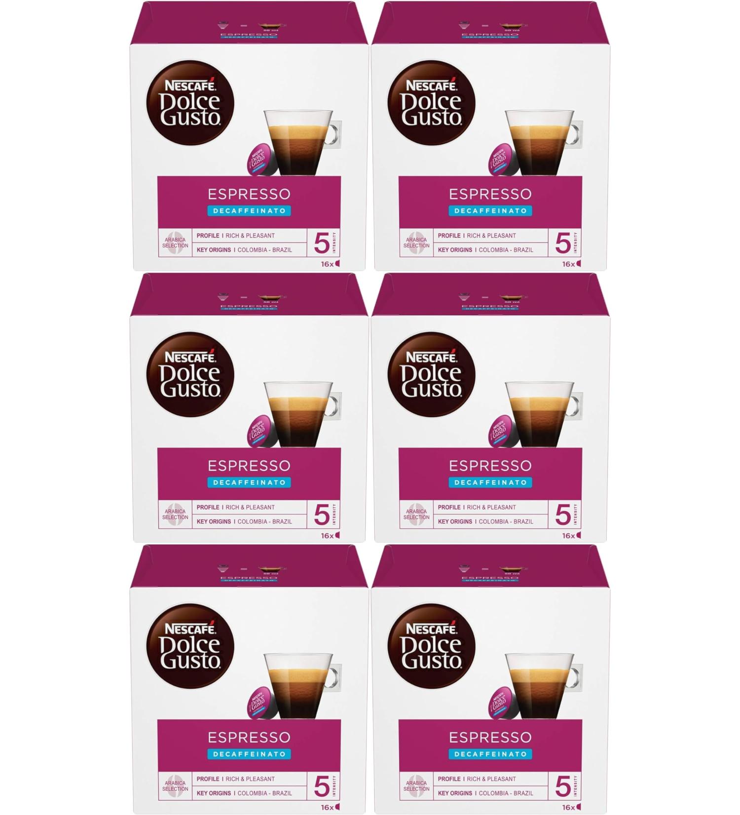 Exclusive Dolce Gusto Decaffeinated 16 Capsules / 16 C psulas Descafeinado - Pack of 6-96 Capsules