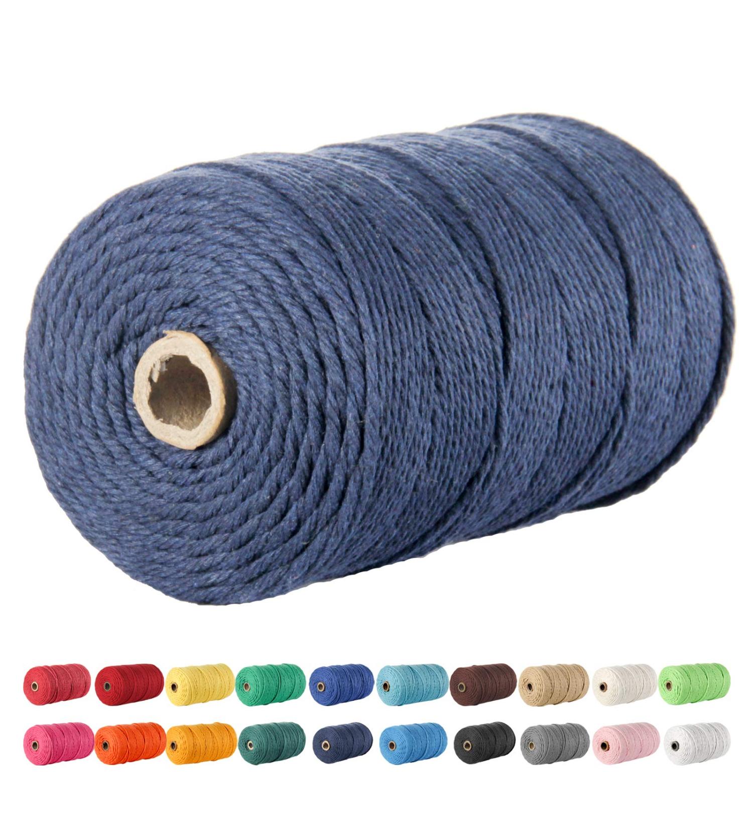 POZEAN Navy Blue Macrame Cord 3mm x 220 Yards - 100% Natural Cotton Rope for DIY Crafts, Wall Hanging, Plant Hangers - Christmas Wedding Decor Projects - Buy Online on SooperMarket.com