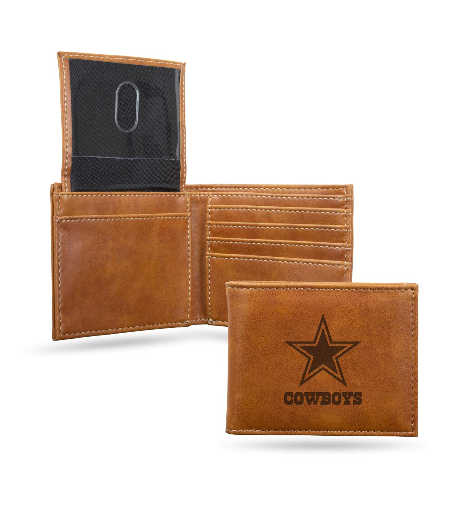 Rico Industries NFL Laser Engraved Billfold Wallet Laser Engraved Bill-fold Wallet - Slim Design - Great Gift Dallas Cowboys Brown - Buy Online on SooperMarket.com
