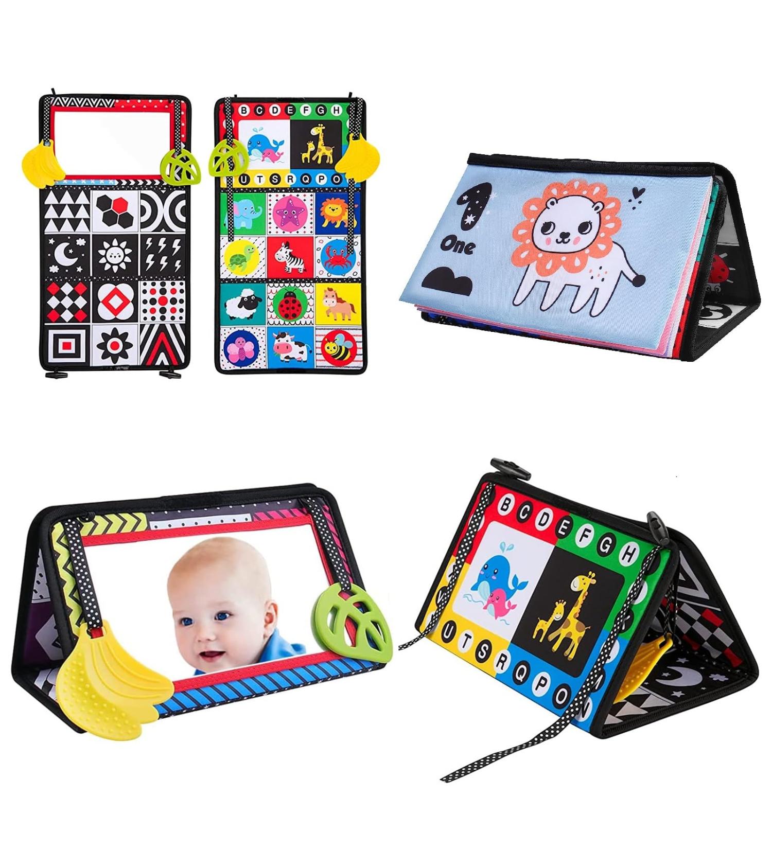 Zenovate Baby Mirror Toys - Foldable Montessori Sensory Toys for Newborns 0-12 Months | Crackling Book & Contrast Designs - Buy Online on SooperMarket.com