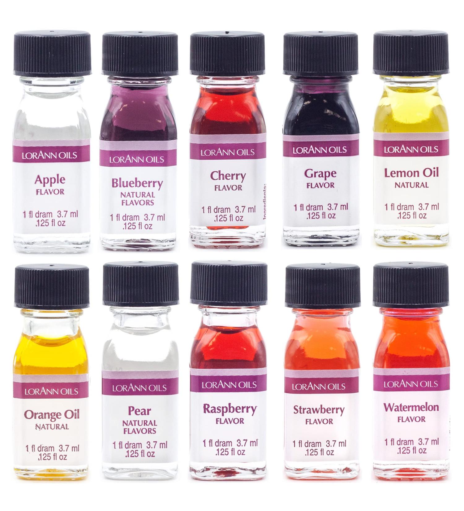 LorAnn SS Pack #1 of 10 Fruity Flavors in 1 dram bottles (.0125 fl oz - 3.7ml) bottles Variety 0.12 Fl Oz (Pack of 10)