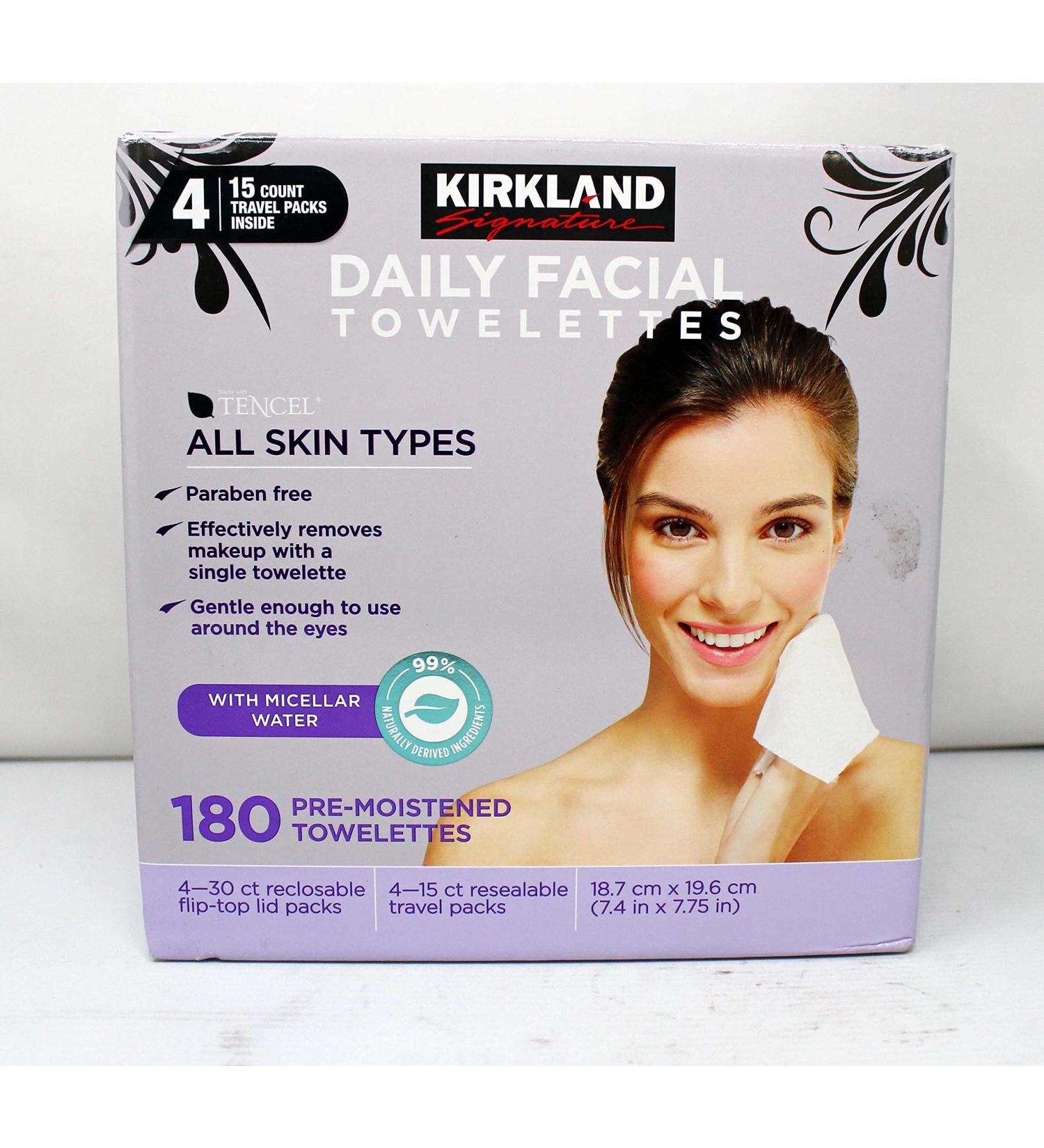 KIRKLAND Signature Daily Facial Towellettes, 4.53 Pound (180 Count, 1-Box)