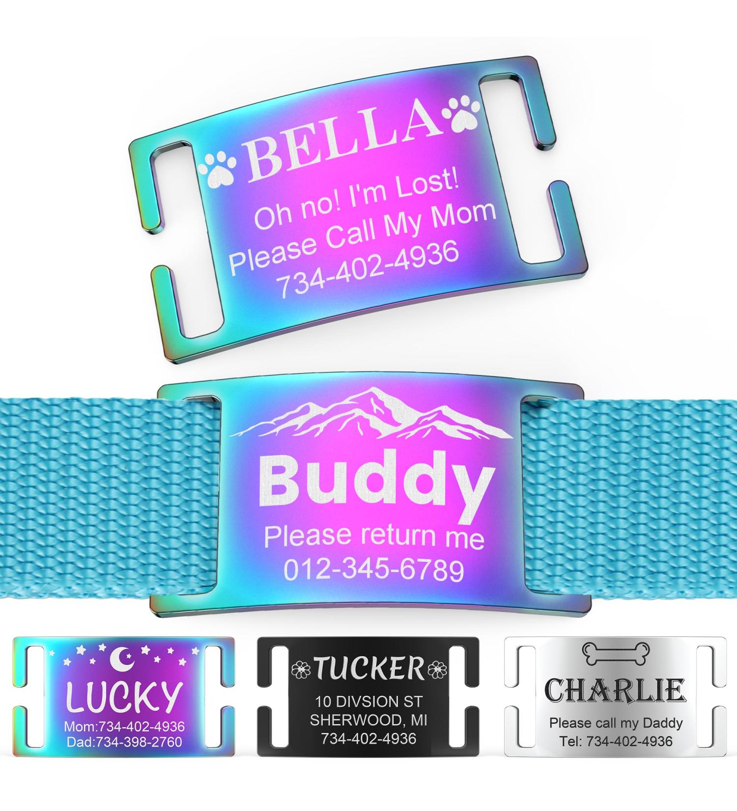 Personalized Yehanti Dog & Cat ID Tags - Engraved Stainless Steel with Colorful Symbols | XL for 25mm Collars - Buy Online on SooperMarket.com