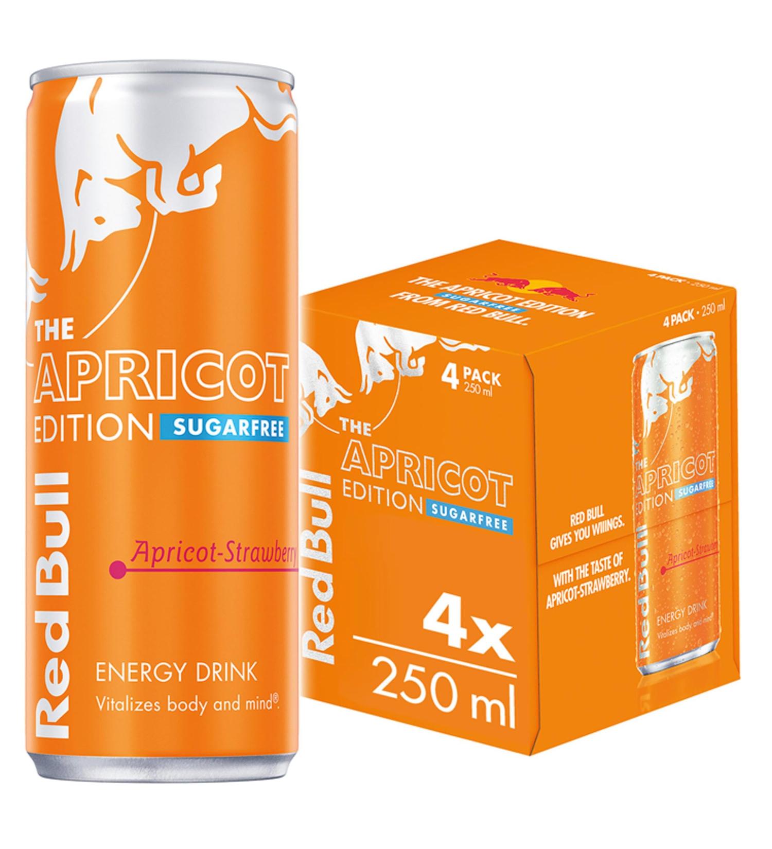 Red Bull The Summer Edition Sugarfree Apricot-Strawberry Energy Drink 4 x 250ml Strawberry 250 ml (Pack of 4)