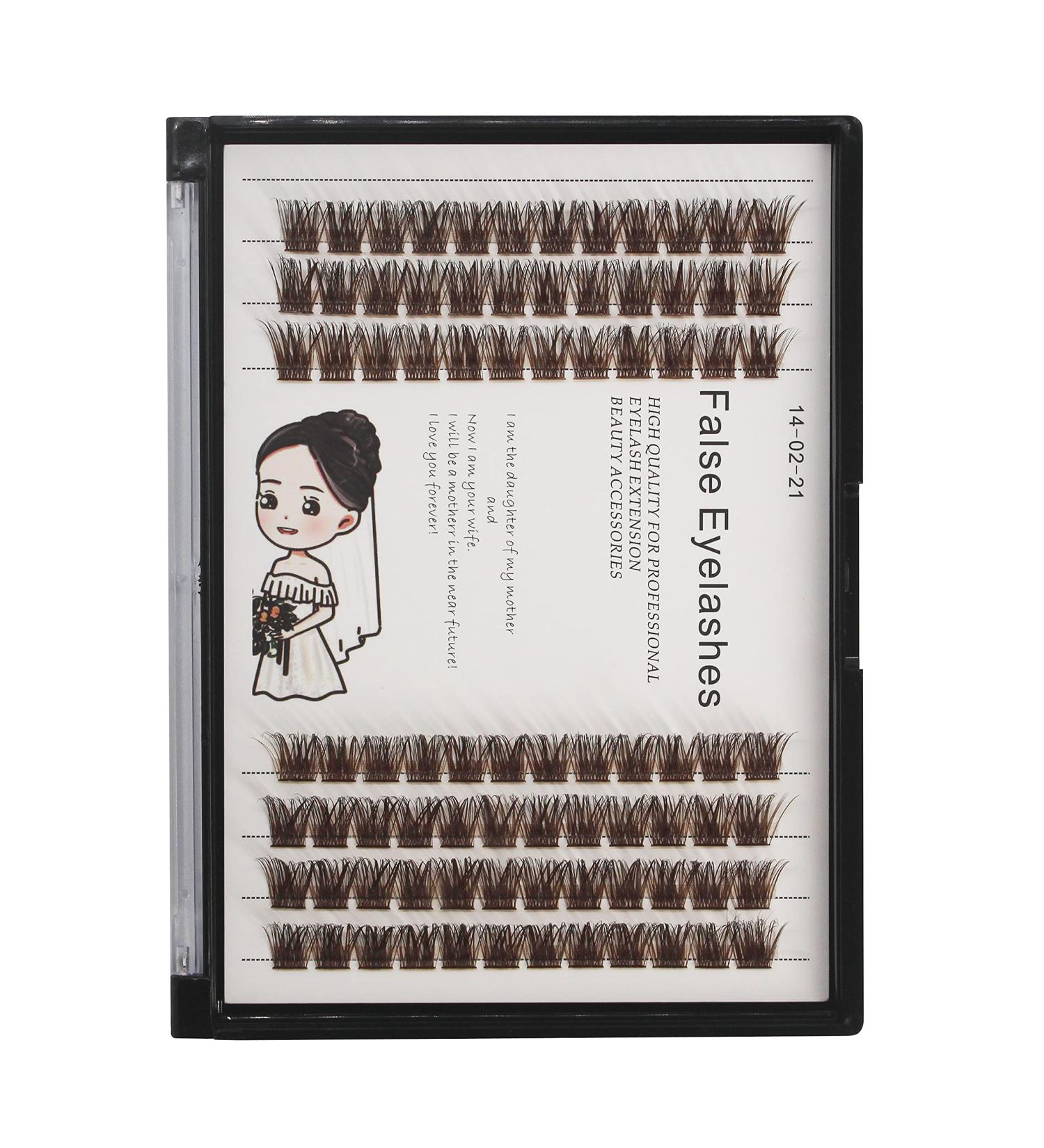 Shop Bodermincer 84 Clusters Brown Wide Cluster Eyelashes | Thick Individual Eyelash Extensions for DIY Home & Professional Makeup (12MM) - International Shipping Available - Buy Online on SooperMarket.com