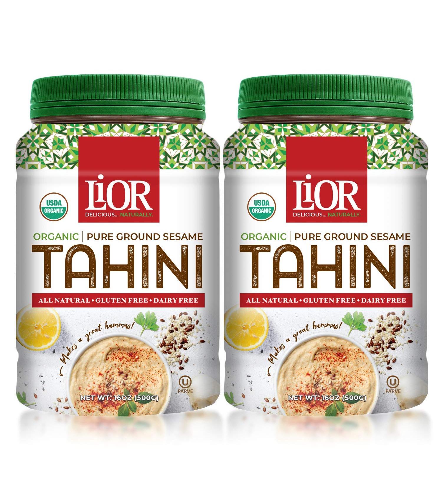 LiOR Certified Organic Tahini - 100% Pure Stone Ground Sesame - Ideal for Hummus, Dressings, and Sauces - Ethiopian Origin - Vegan, Paleo, Kosher - 16oz Jar (Pack of 2) - Buy Online on SooperMarket.com