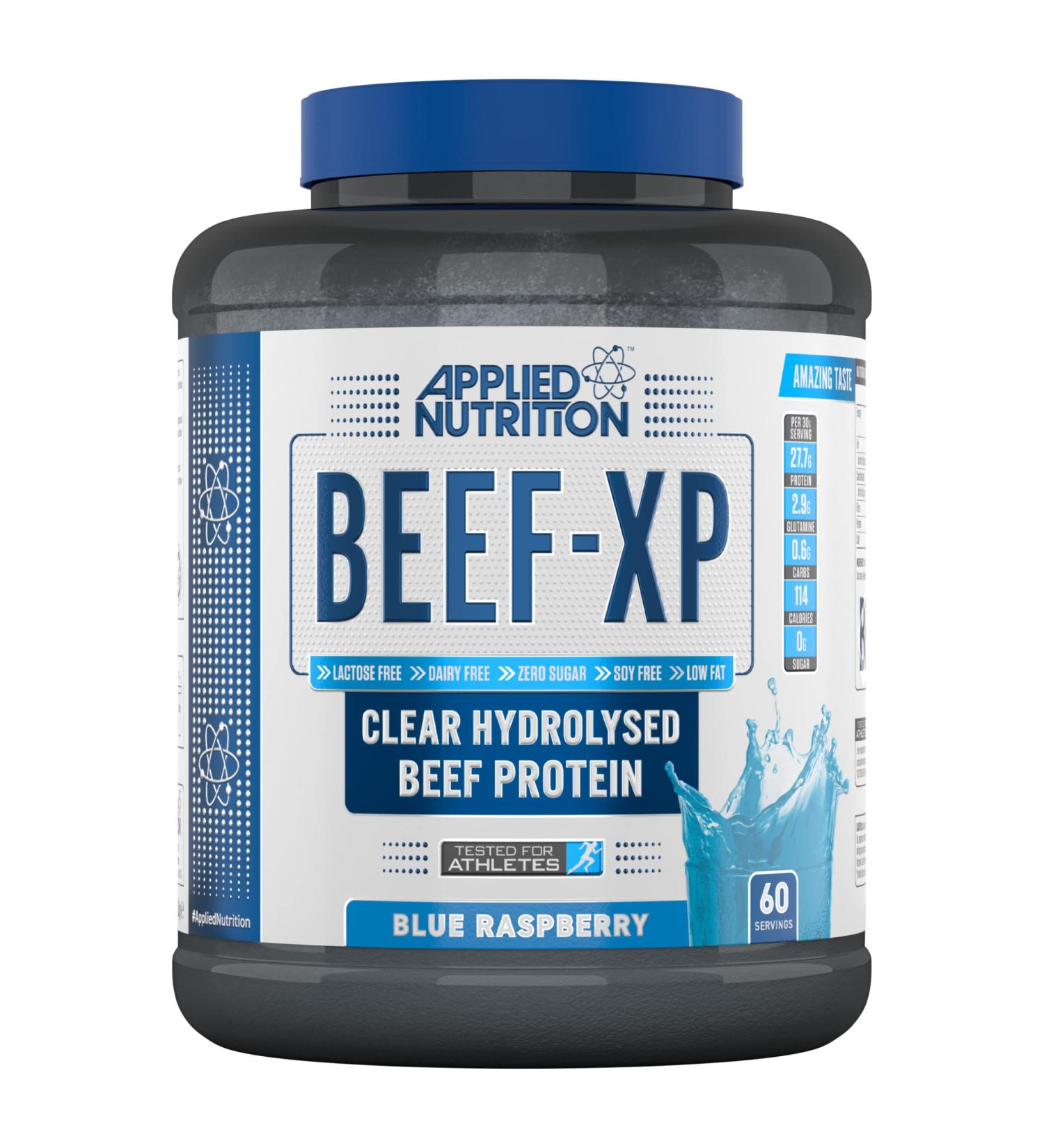 Applied Nutrition Beef XP 1.8kg - Clear Hydrolysed Beef Protein Isolate Fruit Juice Style - Dairy & Lactose Free Beef Protein Powder - Zero Sugar, Low Fat - Blue Raspberry Flavor - 60 Servings - Buy Online on SooperMarket.com