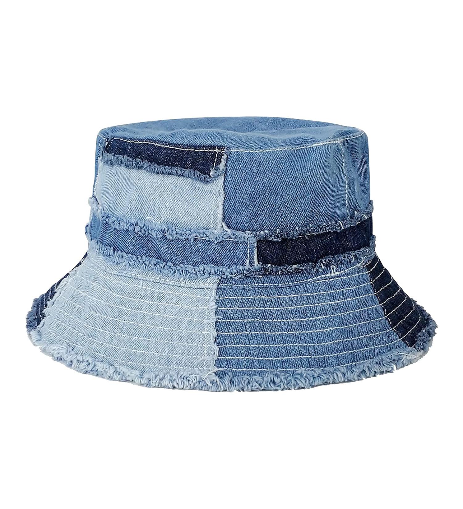 GuanGu Washed Denim Bucket Hat for Women & Men | Packable Summer Sun Hat for Travel | Blue Denim | Small-Medium - Buy Online on SooperMarket.com