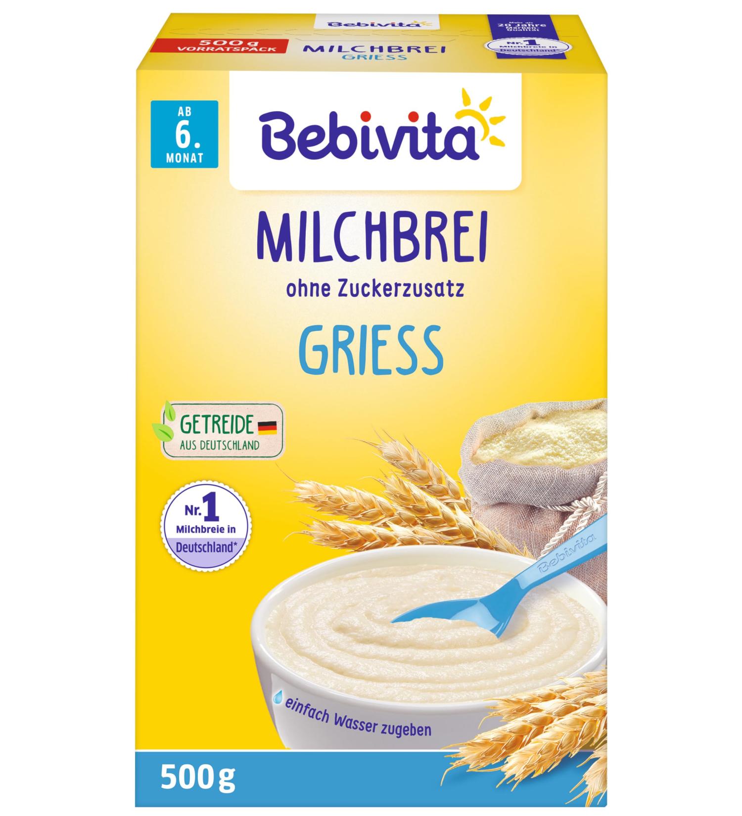 Bebivita milk porridge without added sugar milk porridge semolina (4x500g)