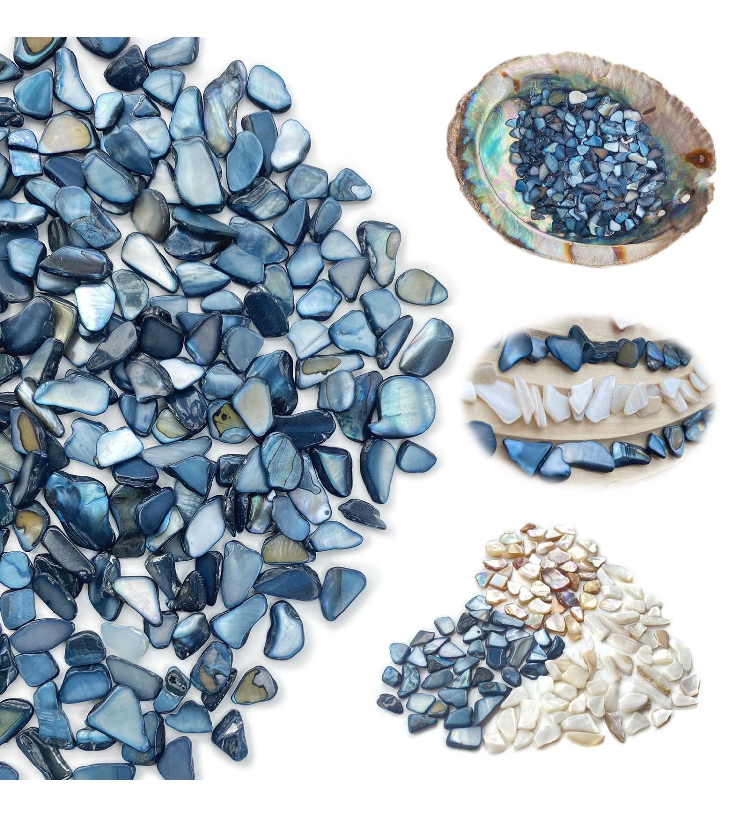 Yew & Tulip Natural Crushed Shells Chips 32oz (2 lbs) Dark Blue Mother of Pearl Mosaic Fragments - Perfect for Home D cor, Vase Filler, Crafts, Weddings - 2 lb (32 oz) Dark Blue - Buy Online on SooperMarket.com