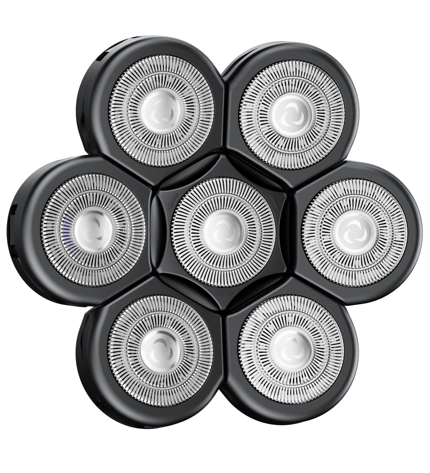 Kensen 7D Blade Replacement Heads - 7 Electric Shaver Heads for Bald Men - Wet/Dry Compatible - Waterproof Razor - Compatible with Many Models - Buy Online on SooperMarket.com