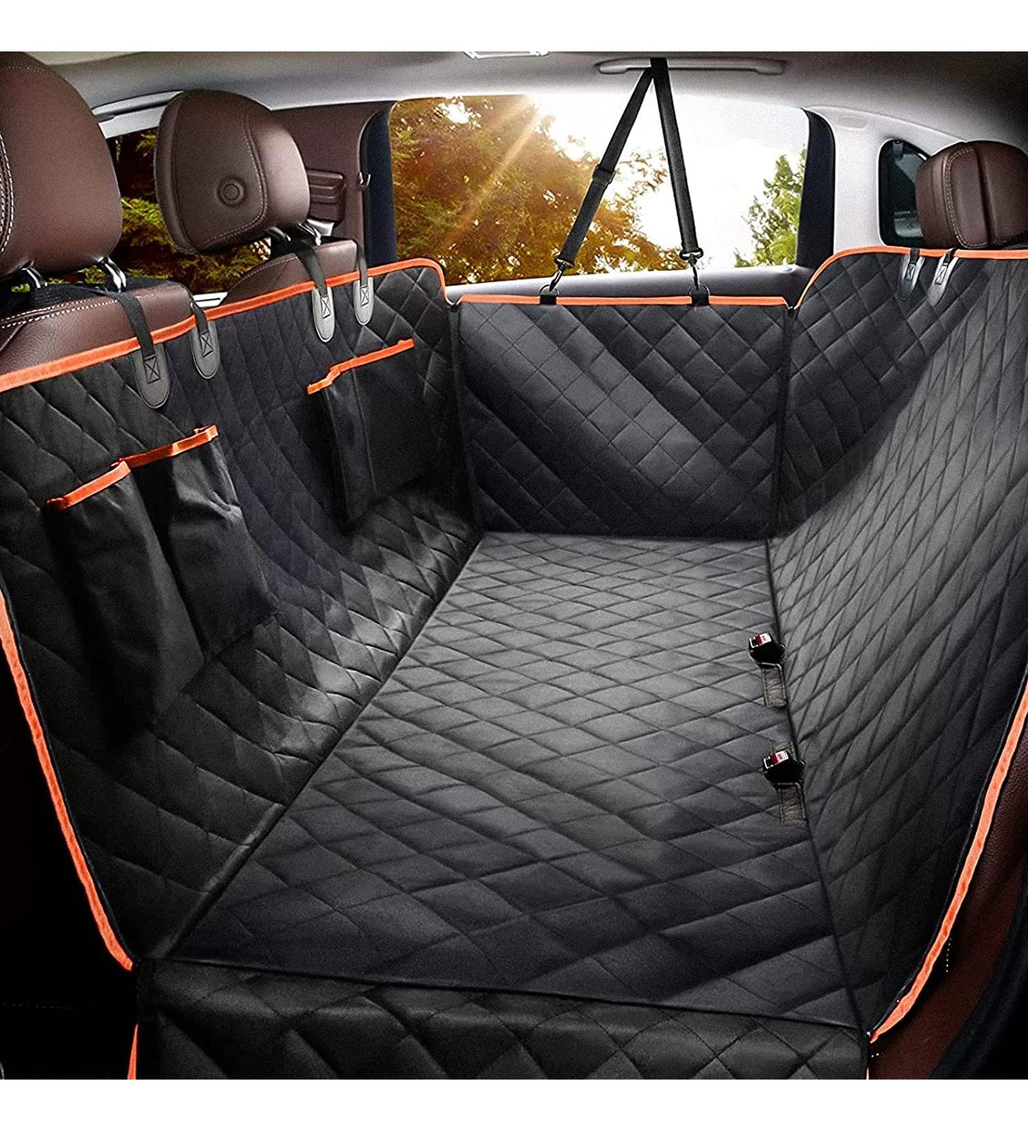 Waterproof Dog Car Seat Cover | Scratchproof Pet Hammock with Side Flaps | Washable Nonslip Backseat Protector for Cars, Trucks, SUVs - Grey - Buy Online on SooperMarket.com