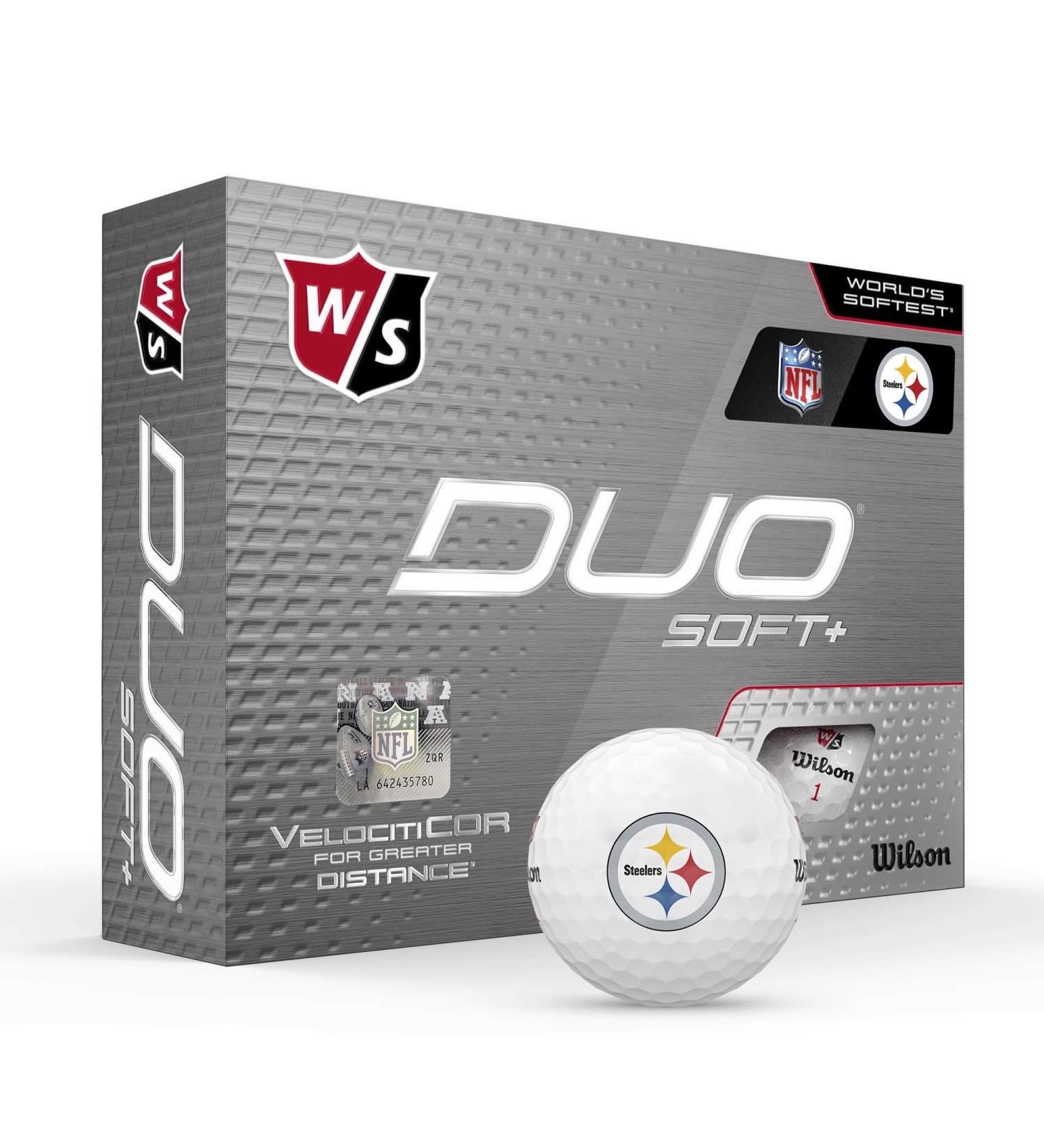 Wilson Duo Soft+ NFL Golf Balls - Pittsburgh White (12 balls) - Buy Online on SooperMarket.com