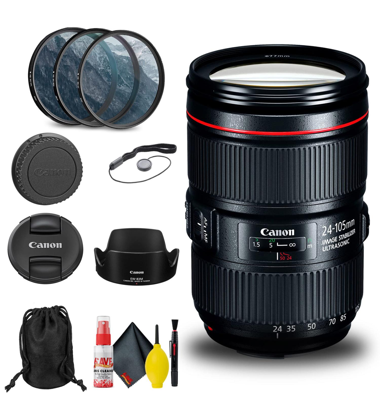 Canon EF 24-105mm f/4L is II USM Lens (Renewed) + Filter Kit & Accessories - Buy Online on SooperMarket.com