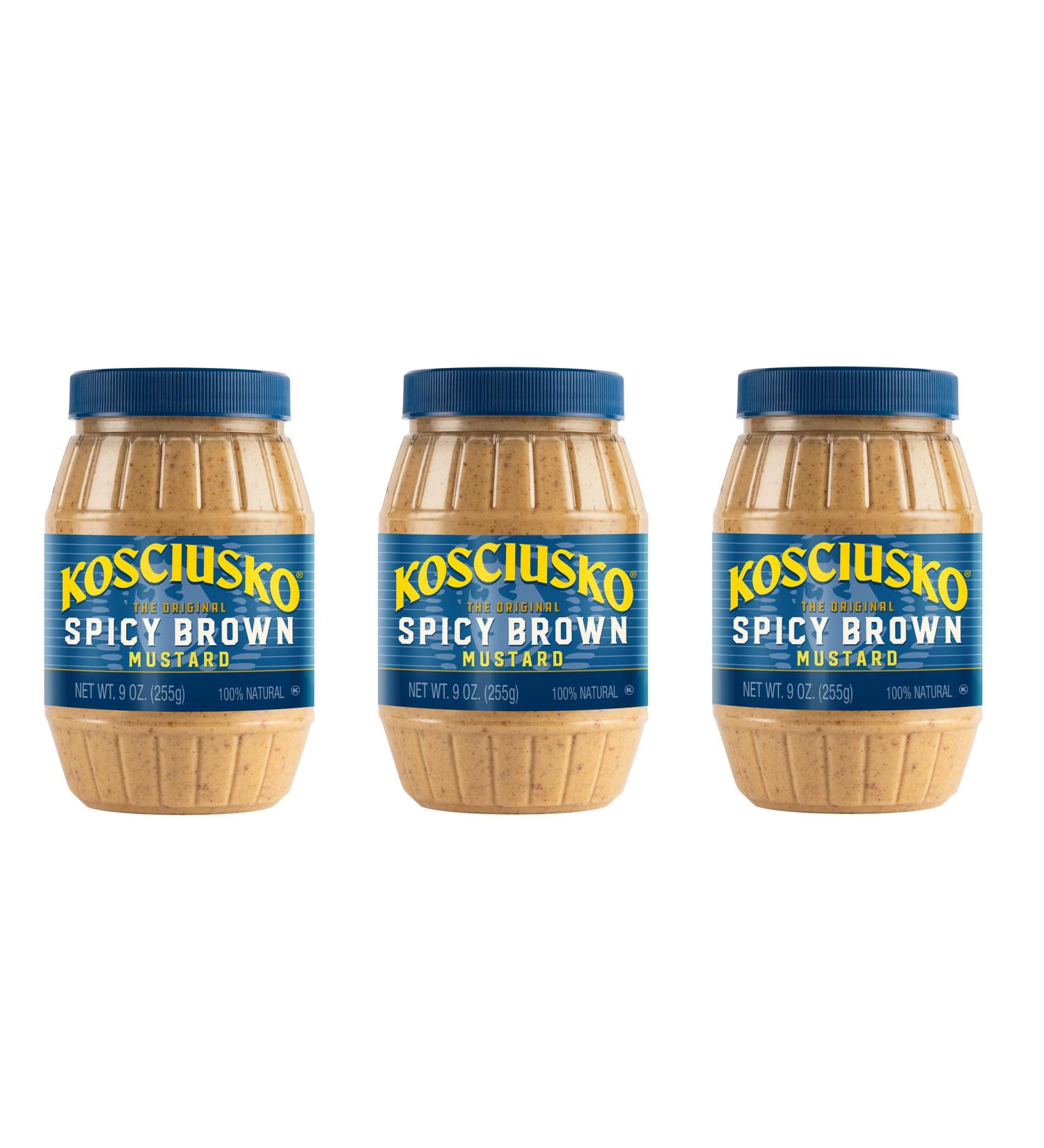 Plochman's Kosciusko Spicy Brown Mustard 9oz Jar - Bold & Zesty Flavor (3-Pack) - Buy Online on SooperMarket.com